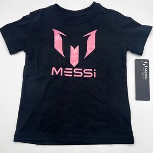 Messi Collection Kids Graphic Tee Black Pink Short Sleeve T-Shirt Size 3T‎